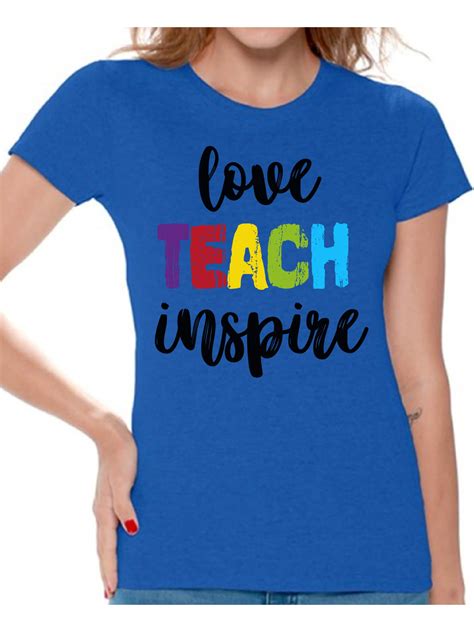 Back To School Teacher Shirts For Womens Love Teach Inspire Ladies T