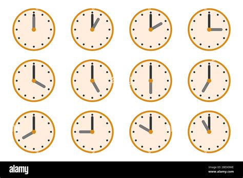 Set Of Watches With Different Times Clock Icon Isolated Vector