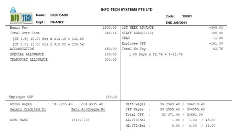 Payslip Format Singapore