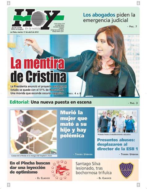 Notas focalizadas en el quehacer político de la argentina. Periódico Diario Hoy (Argentina). Periódicos de Argentina ...
