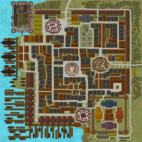 City Map With Large Port Rdndmaps