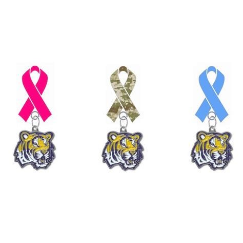 Lsu Tigers Awareness Ribbon Lapel Pin Pink Breast Cancer Etsy