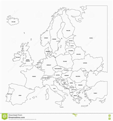 Political Map Of Europe Black And White Secretmuseum