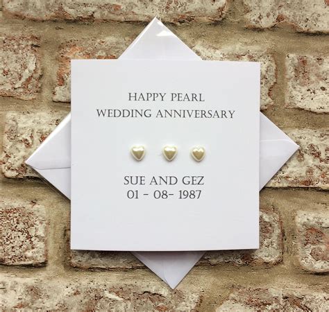 Personalised Th Wedding Anniversary Card Handmade For Pearl Etsy UK Th Wedding