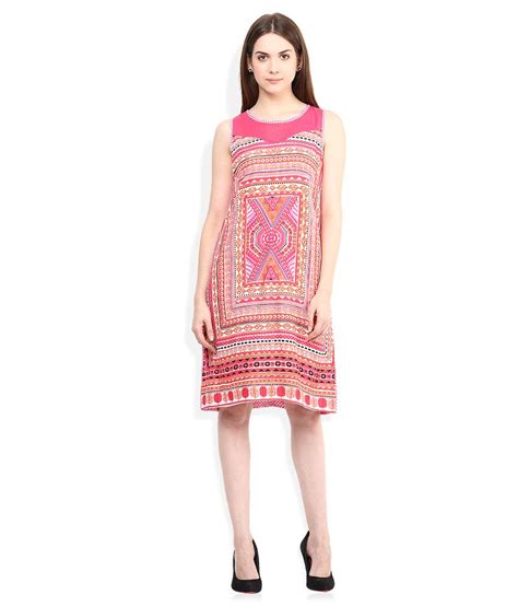Global Desi Pink Round Neck Dresses Buy Global Desi Pink Round Neck Dresses Online At Best