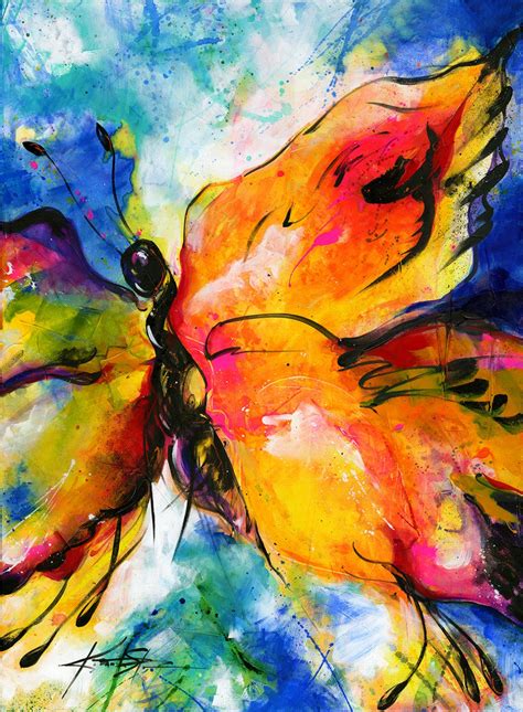Yellow Butterfly Painting Large Abstract Canvas Art