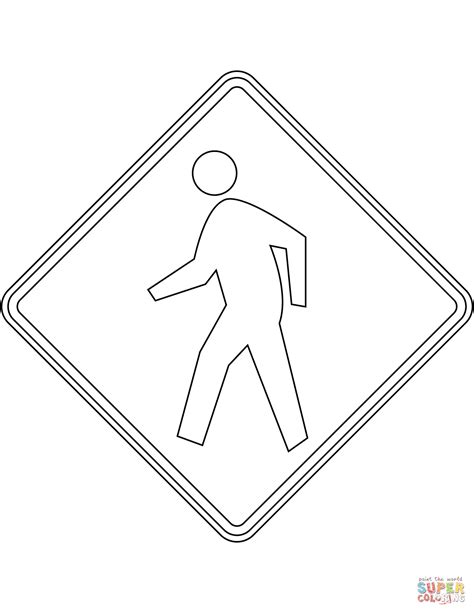 Pedestrian Crossing Sign In The Usa Coloring Page Free Printable