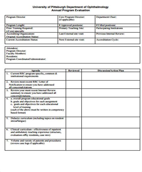 Program Evaluation Form Sample