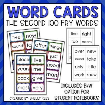 These free printable sight word flash cards are perfect to teach your child to read their first 100 sight words. Fry Sight Words Flash Cards - The Second 100 by Shelly Rees | TpT