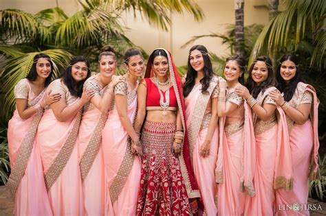 Pink Bridal Party Outfits Indian Bridesmaids Indian Wedding