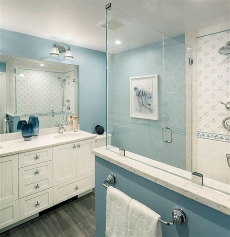5.0 out of 5 stars 1. Brilliant Seashells Bathroom Decor Bathroom Beach Style with Beach Blue and White Seashell Theme ...
