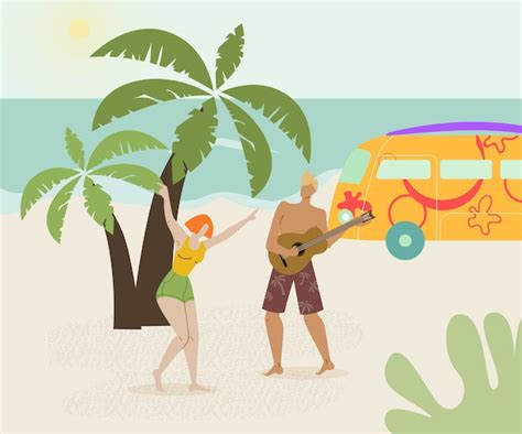 Free Vector Couple In The Beach Characters