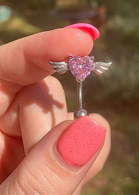 Upside Down Heart Belly Button Ring Y2k 2000s Sparkly Body Etsy Belly Jewelry Belly