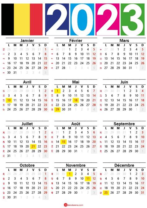 calendrier 2023 avec numéro de semaine belgique en 2021 Calendrier
