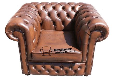Chesterfield Low Back Club ArmChair Antique Tan Leather Club Armchair