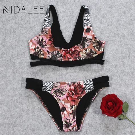 nidalee sexy woman split bandage print geometric bikini brazilian style 2018 new summer beach