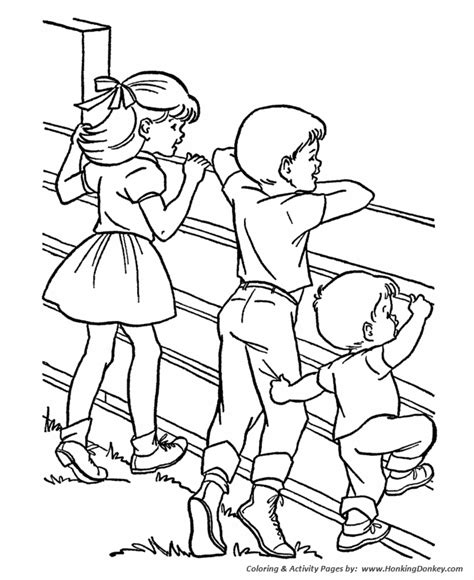 Coloring page printable farm animals. Farm Life Coloring Pages | Printable Farmyard fence ...