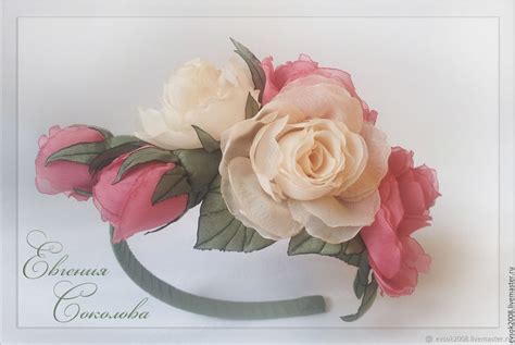 Ободок с цветами Розы заказать на Ярмарке Мастеров Bcj2dru Ободки