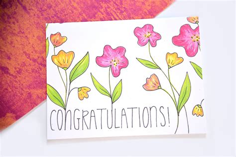 Single Card Congratulations Card Floral Congrats Card Etsy In 2021