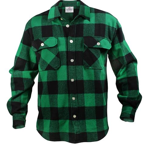 Rothco Extra Heavyweight Buffalo Plaid Flannel Shirts Green Plaid