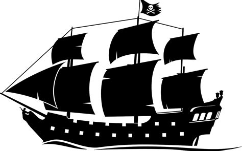 Ship Black Pearl Boat Piracy Clip Art Pirate Silhouette Cliparts Png