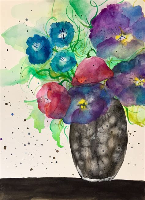 Flowers Original Affordable Watercolor Abstract Painting 11x15