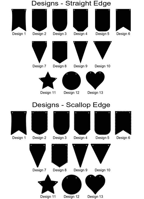 26 Bunting Pennant Banner Flag Shapes Straight And Scallop Edge Etsy