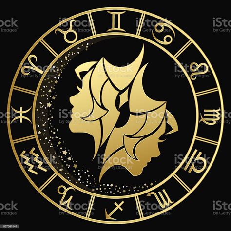 Golden Gemini Zodiac Sign Stock Illustration Download Image Now Istock