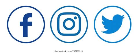 Facebook Instagram Twitter Icon Images Stock Photos