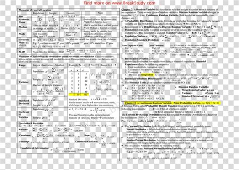 Cheat Sheet Statistics Test Statistical Inference Formula My XXX Hot Girl