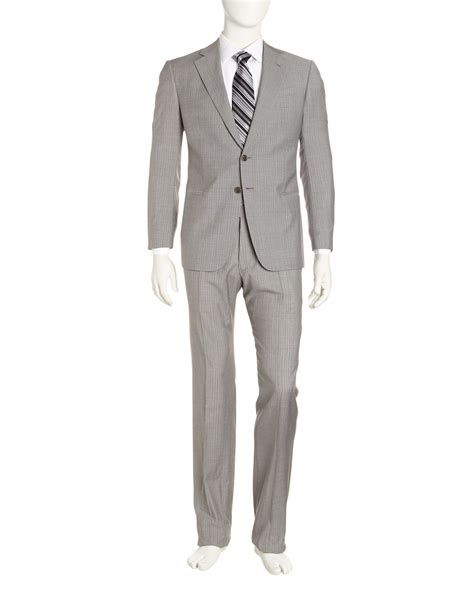 Armani Pinstripe Suit In Gray For Men Grey Lyst