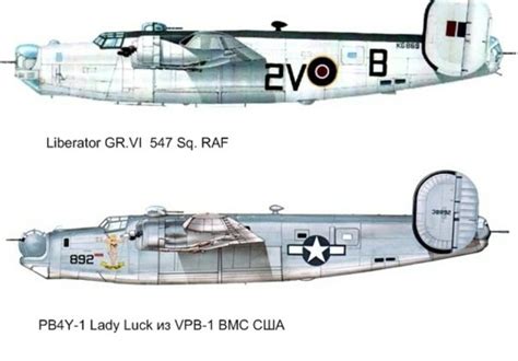 Consolidated Pb4y 1 Liberator And Pb4y 2 Privateer чертежи рисунки
