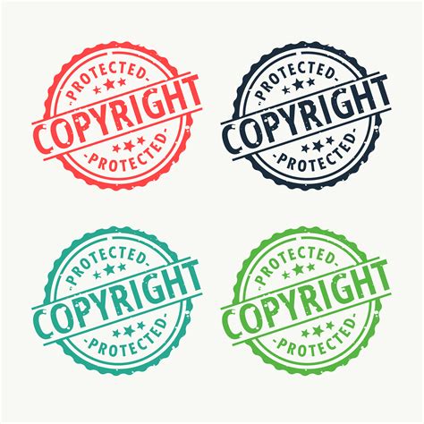 copyright badge rubber stamp set in different colors - Download Free ...