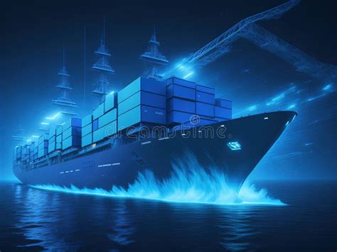 Cargo Ship 3d Illustrator Rendering Ship And Container On The Sea