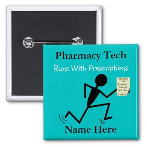 Pharmacy Tech Name Pins Badge Blue Pharmacy Tech Pin