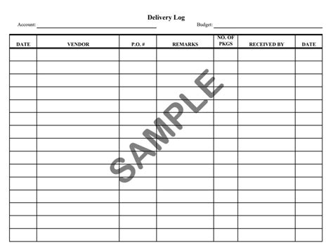 Delivery Log Template Free Log Templates