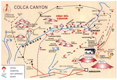 Carte De La Vallée De Colca Et Du Canyon Perou Voyage