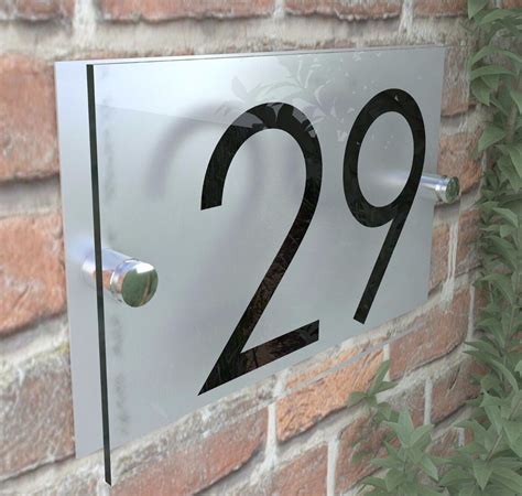 Contemporary House Sign Plaque Door Number Glass Effect Acrylic