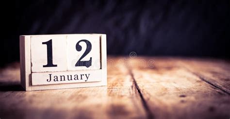 January 12th Day 12 Of Month Calendar On Wooden Background Winter