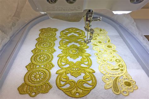 Freestanding Lace Bracelets With Machine Embroidery Weallsew