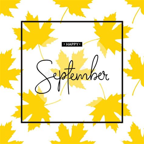 Happy September Calligraphy Inscription Autumn Banner Template Stock