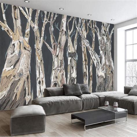 Beibehang Scandinavian Modern Abstract Hand Painted Tree
