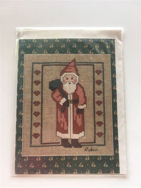 folk art santa counted cross stitch pattern etsy
