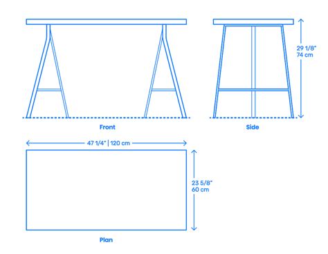 IKEA Lerberg Trestle Leg Desks Dimensions & Drawings | Dimensions.Guide