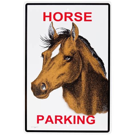 Atlas Printing Horse Parking Aluminum White Rectangle Sign Big Black