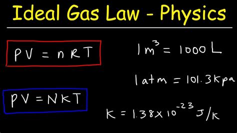 Ideal Gas Law Physics Problems With Boltzmanns Constant Youtube
