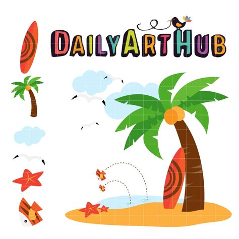 Island Beach Clip Art Set Daily Art Hub Free Clip Art Everyday