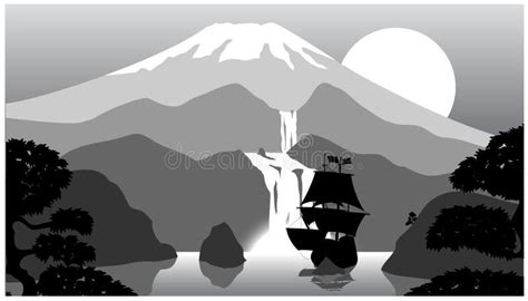 Vector Scenery Of Evening At Mountains Stock Vector Illustration Of