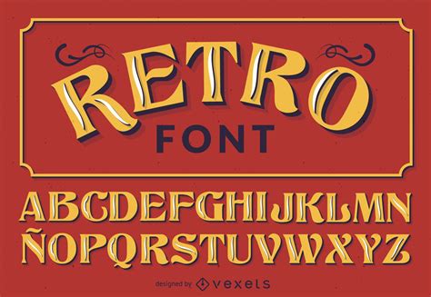 Vintage Retro Style Alphabet Lettering Alphabet Fonts