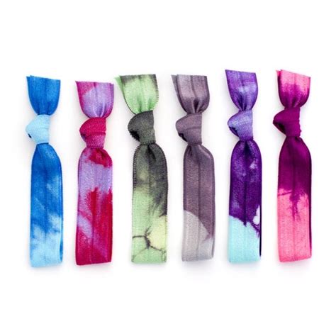 The Iridescent Tie Dye Hair Tie Package 6 Elastic Grey